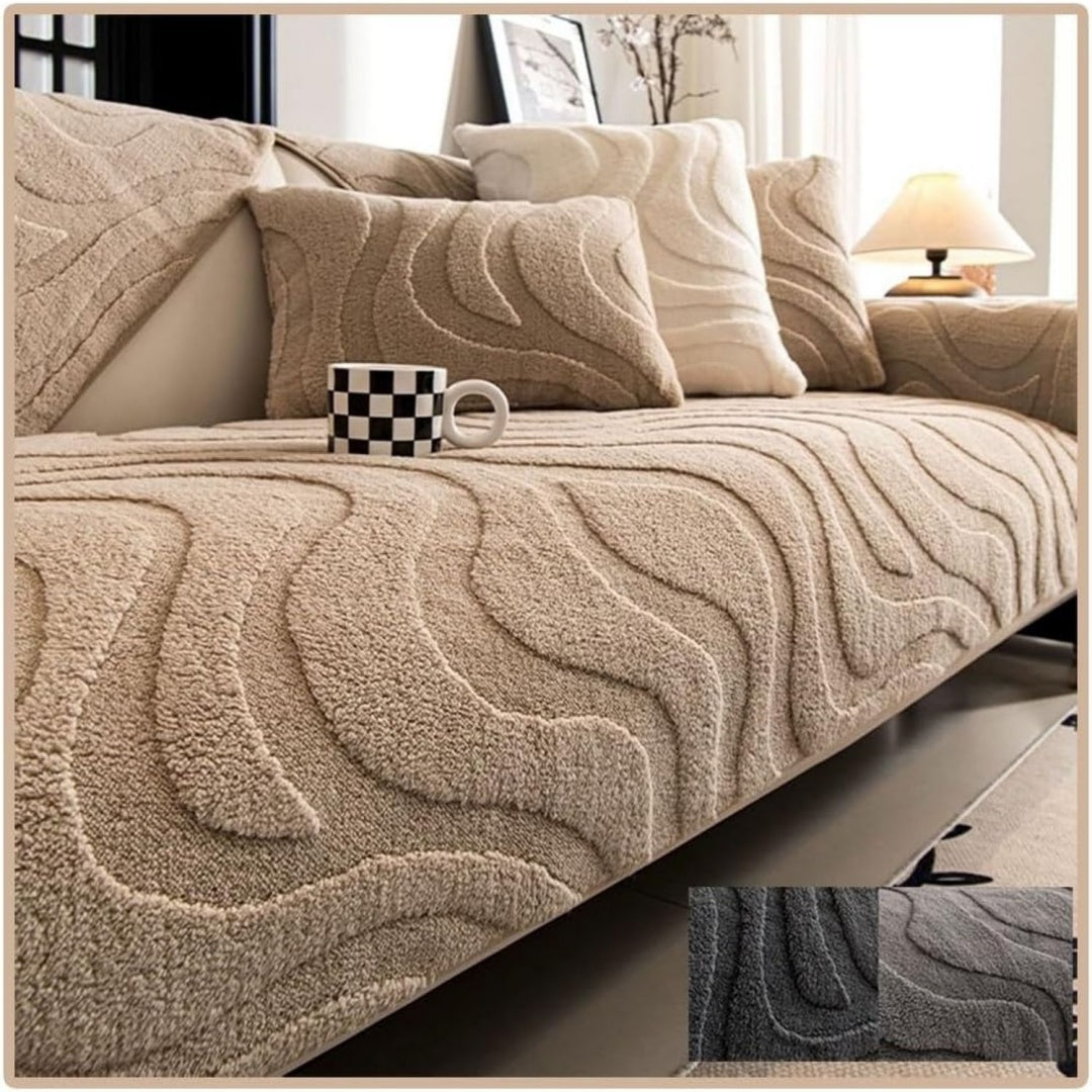 Copridivano beige con motivo a onde