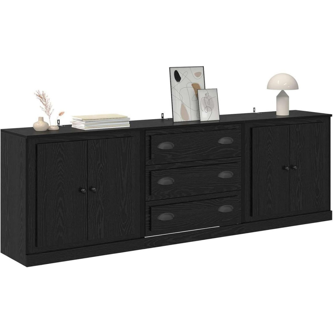 Credenza nera con ante e cassetti
