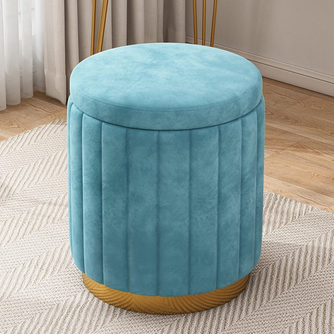 Pouf turchese con base oro