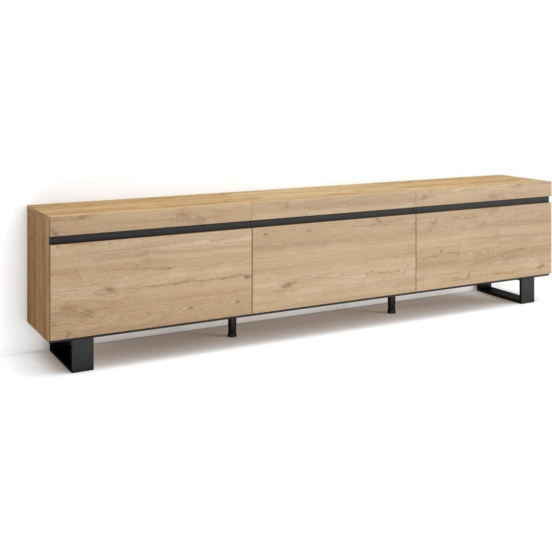 Console porta TV struttura in metallo stile industriale rovere