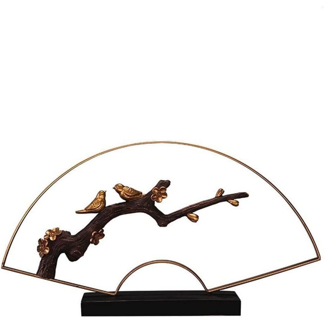 Scultura decorativa con ramo in cornice oro
