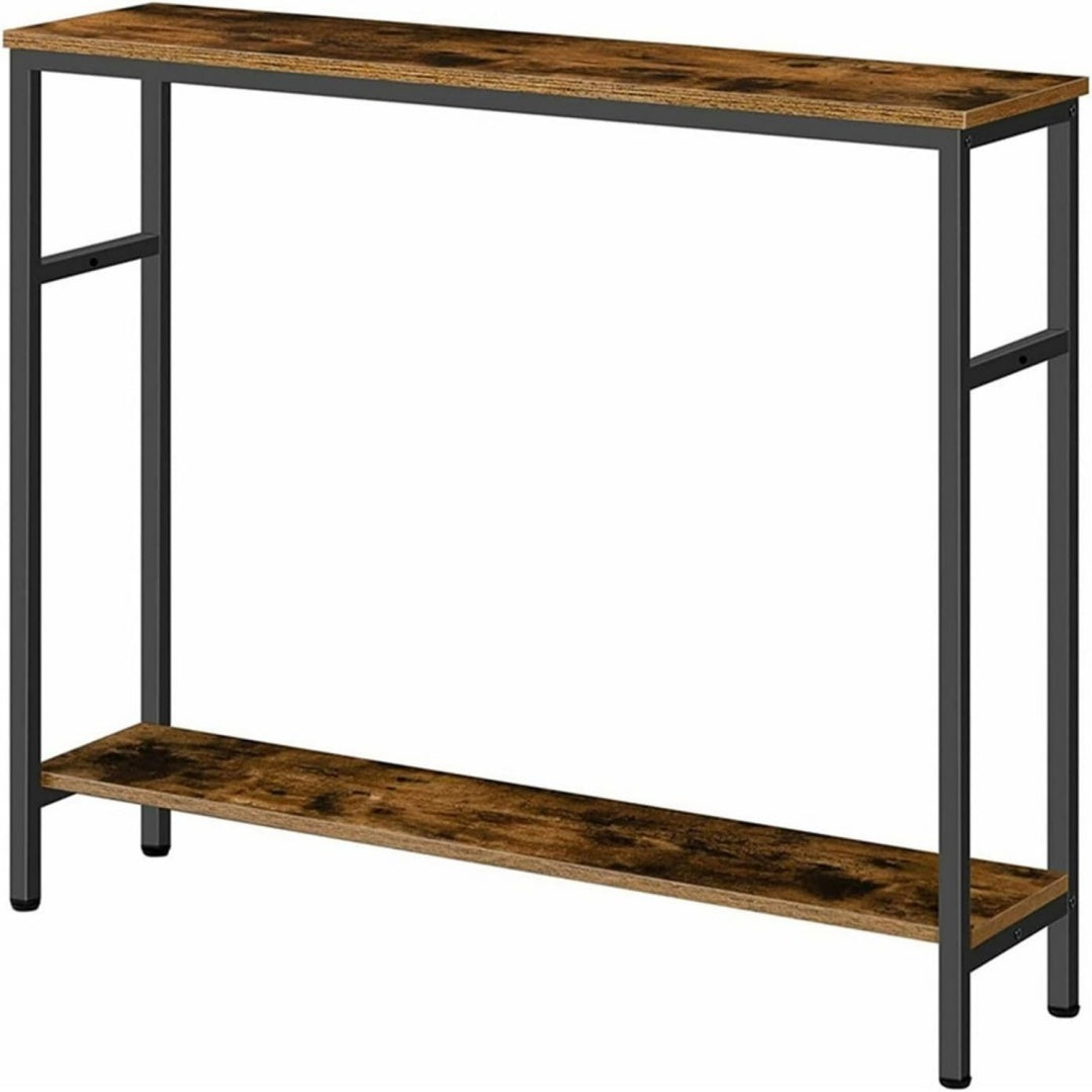 Consolle marrone con struttura nera