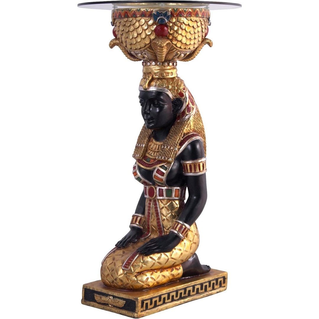 Tavolino decorativo egizio nero e oro