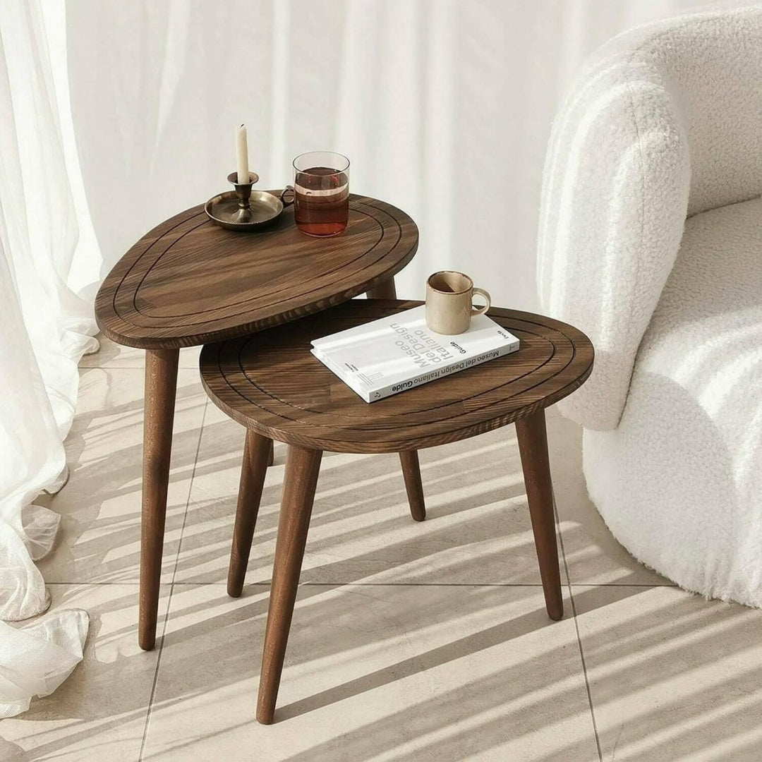 Tavolino da salotto in legno massello noce