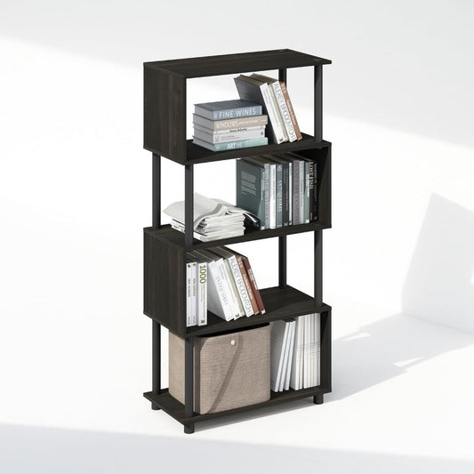 Scaffale nero con ripiani