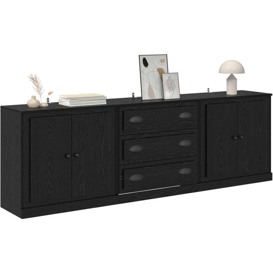 Credenza nera con ante e cassetti