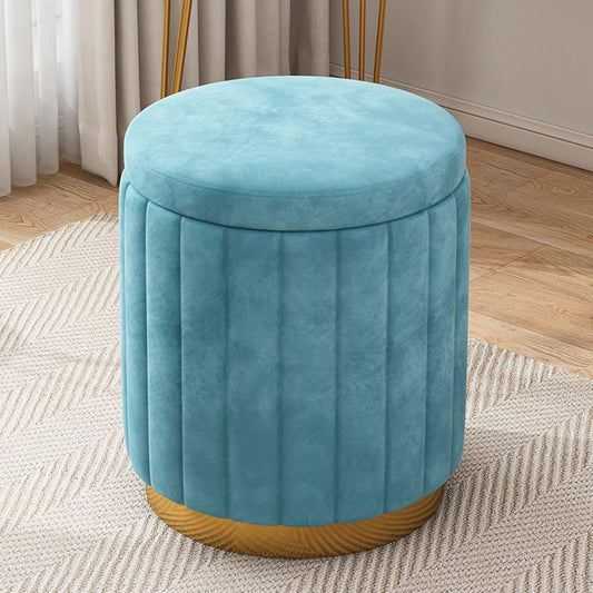 Pouf turchese con base oro