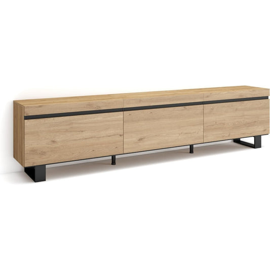 Console porta TV struttura in metallo stile industriale rovere