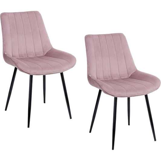 Sedie imbottite rosa con gambe nere