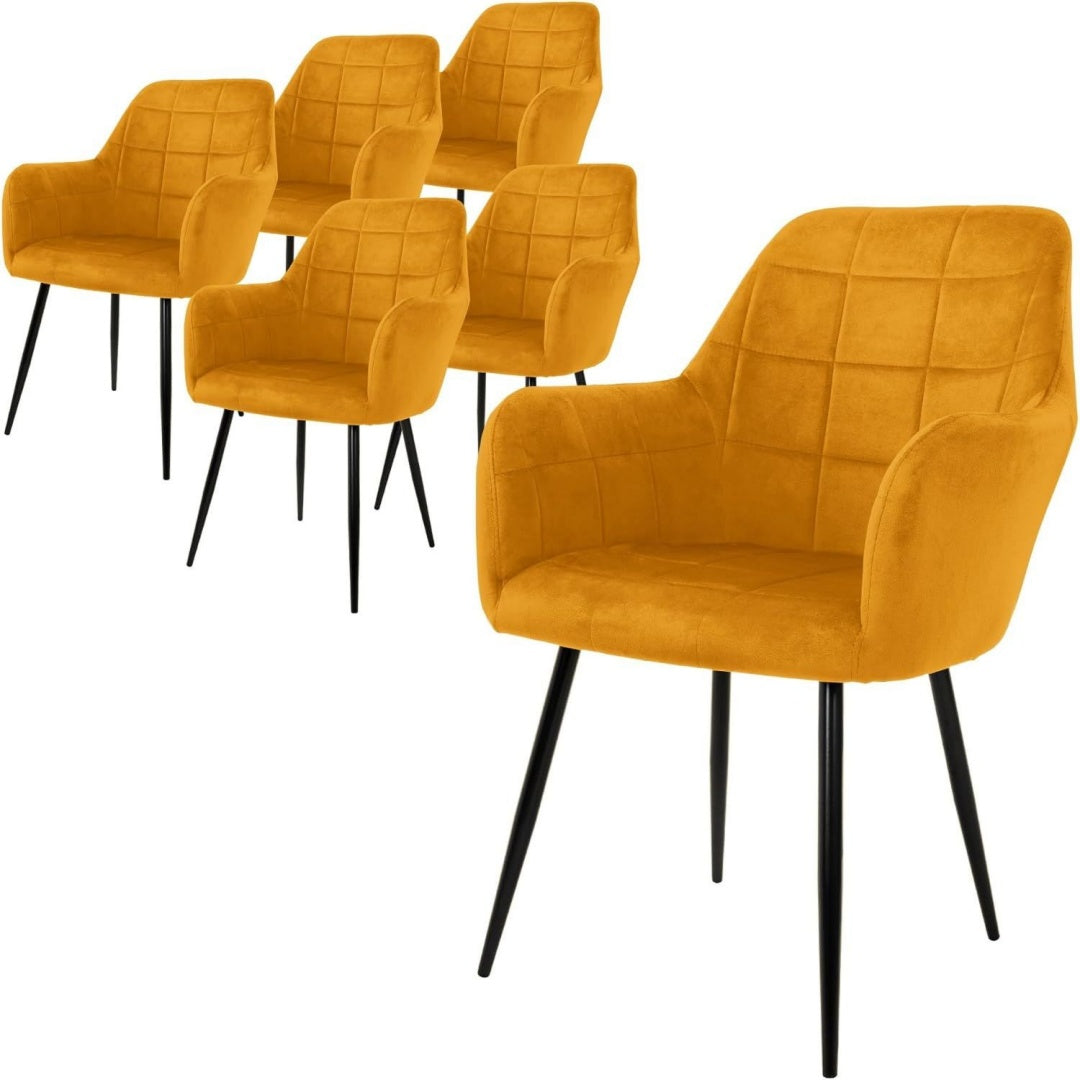 Sedie imbottite giallo senape con gambe nere