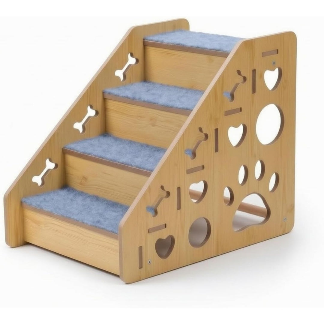 Scaletta in legno con gradini grigi