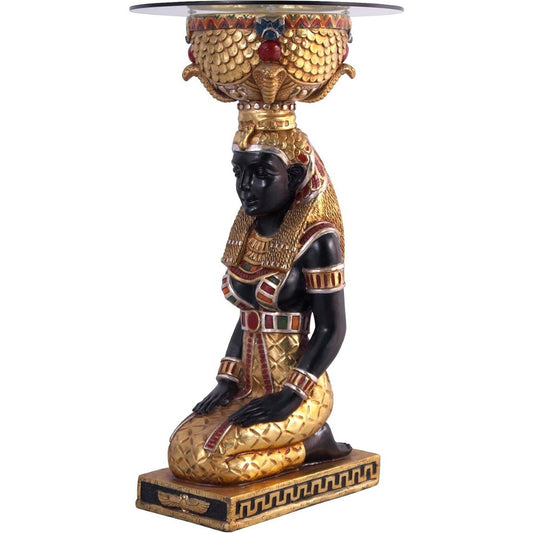 Tavolino decorativo egizio nero e oro