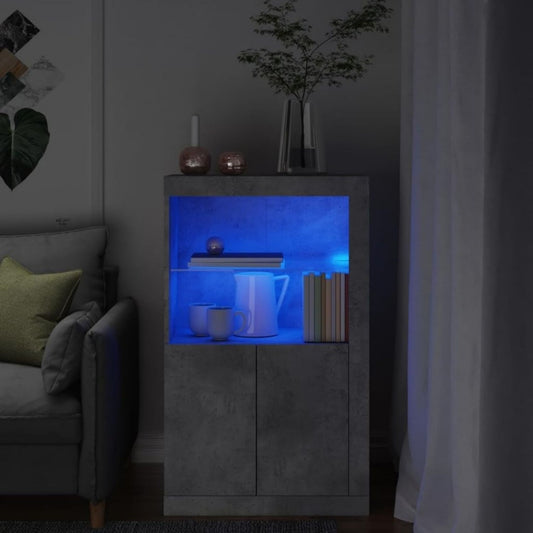 Credenza grigio scuro con illuminazione blu